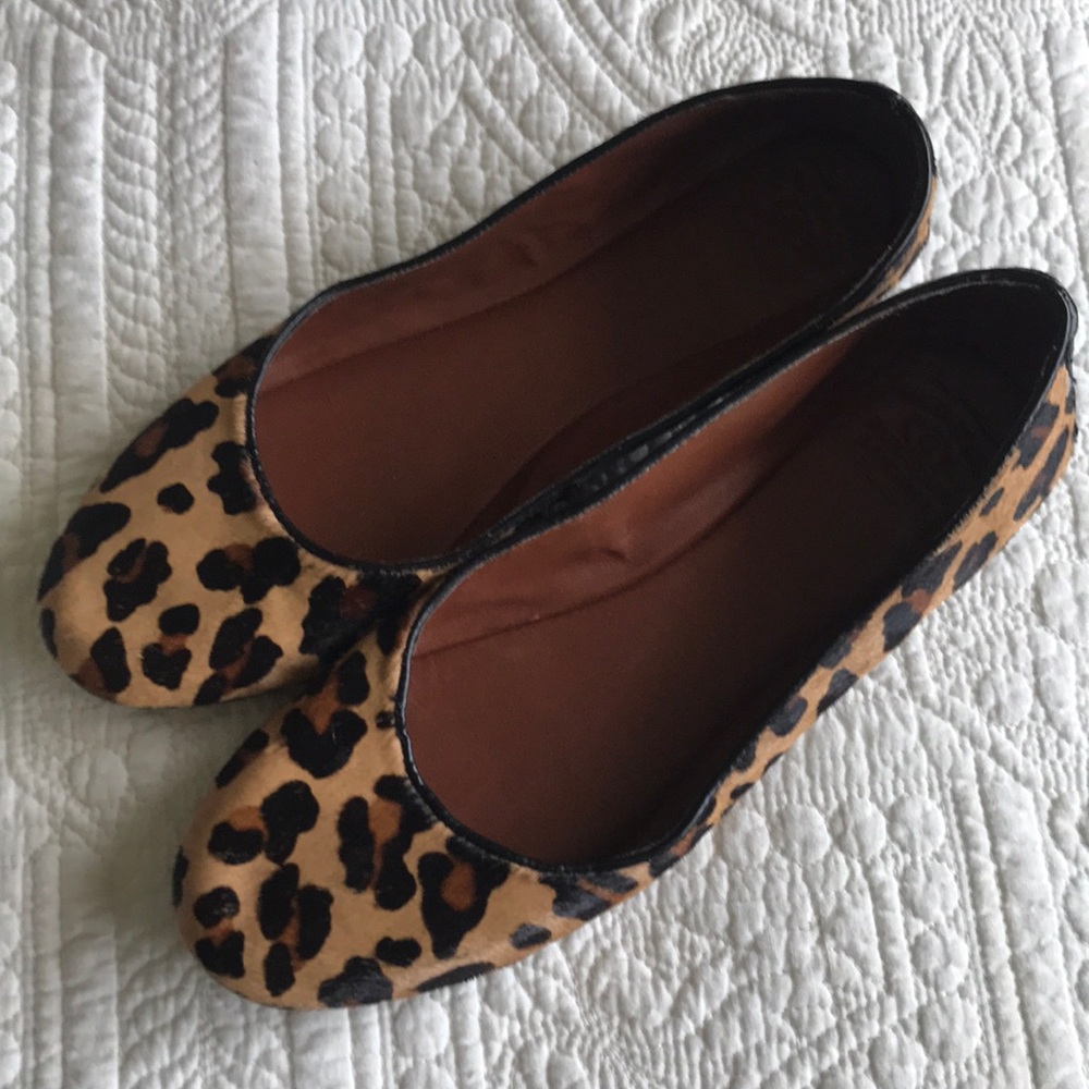 Lucky Brand calf hair leopard flats